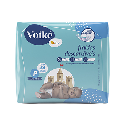 Fralda Infantil Voiké Baby P Pacote 28Un