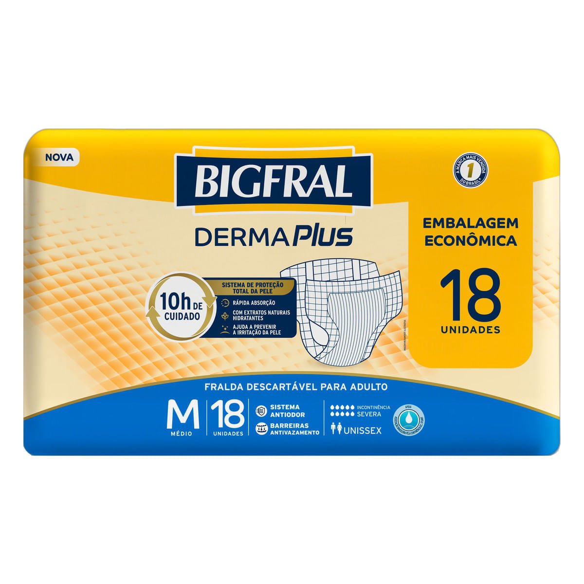 Fralda Descartável Para Adulto Derma Plus M Bigfral 18Un