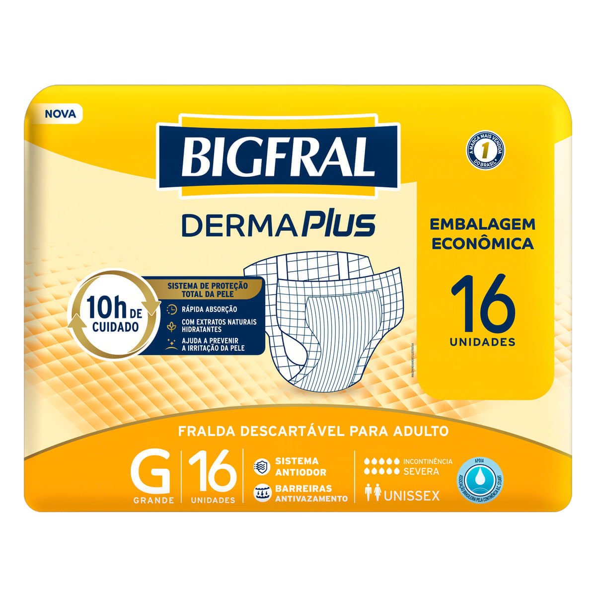 Fralda Geriatrica Bigfral Derma Plus G 16 Unidades