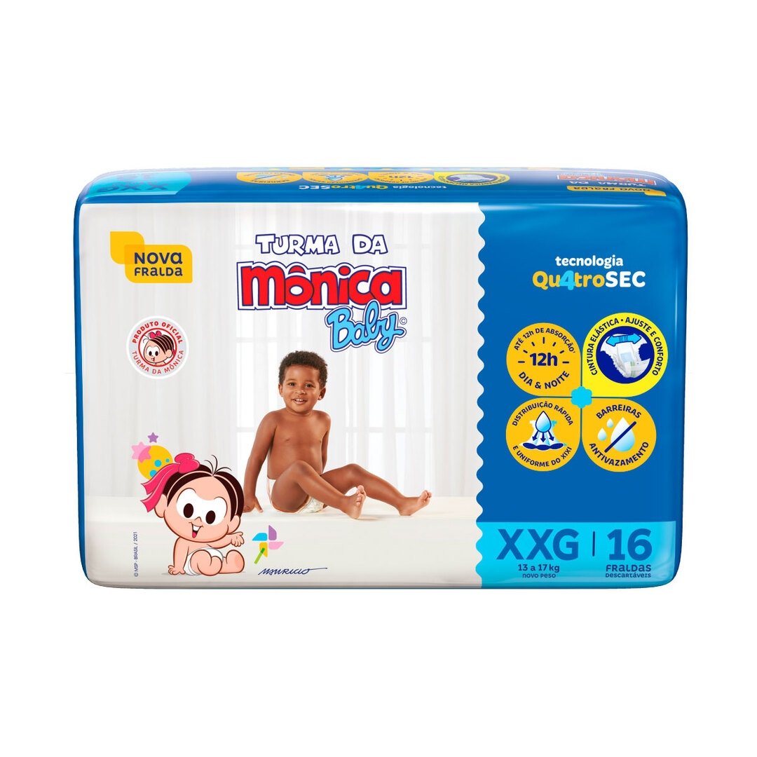 Fralda Descartável Baby Tamanho Xxg Turma Da Mônica 16Un