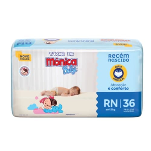 Fralda Turma Da Monica Recém Nascido Rn 36 Unidades