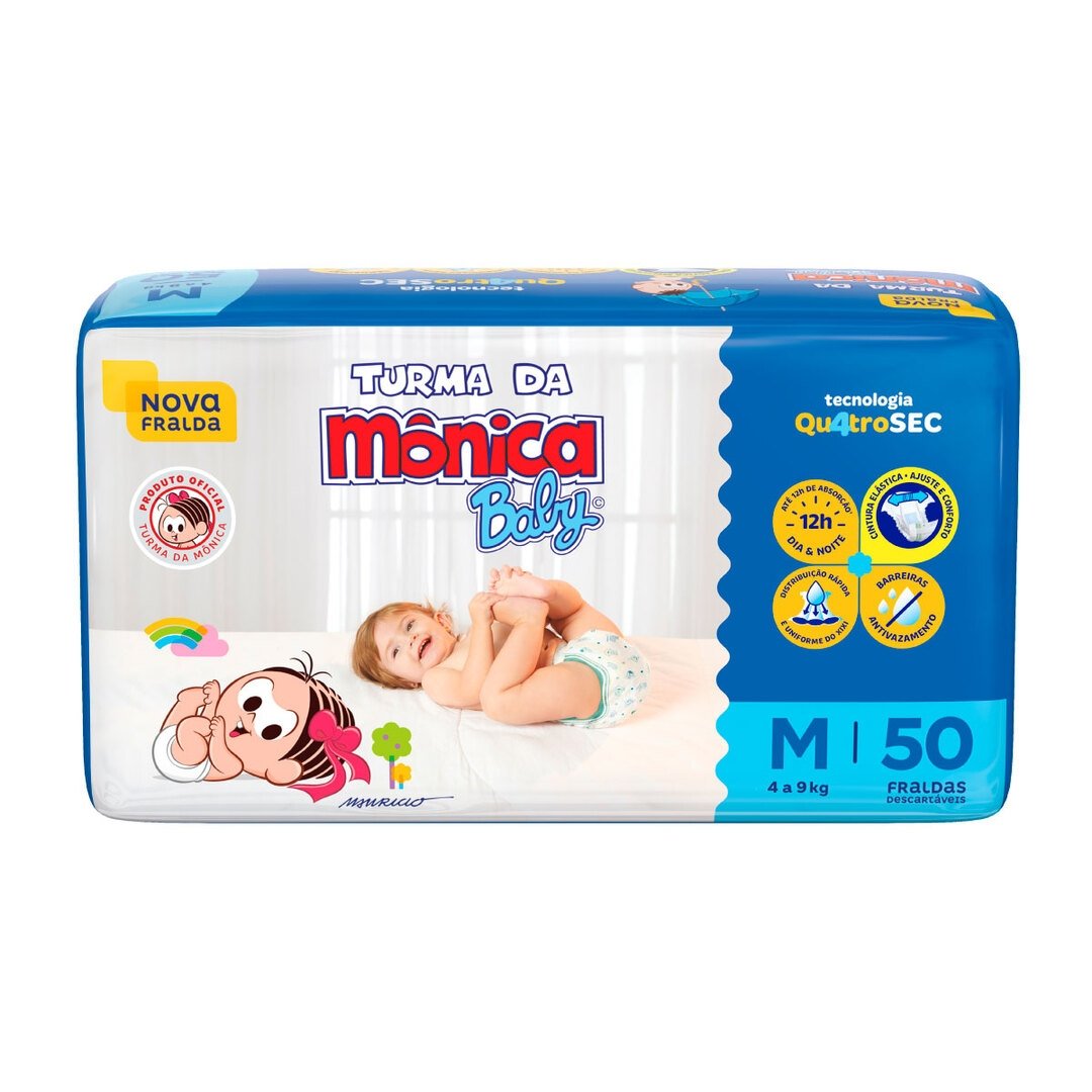 Fralda Baby M 50 Unidades - TURMA DA MÔNICA