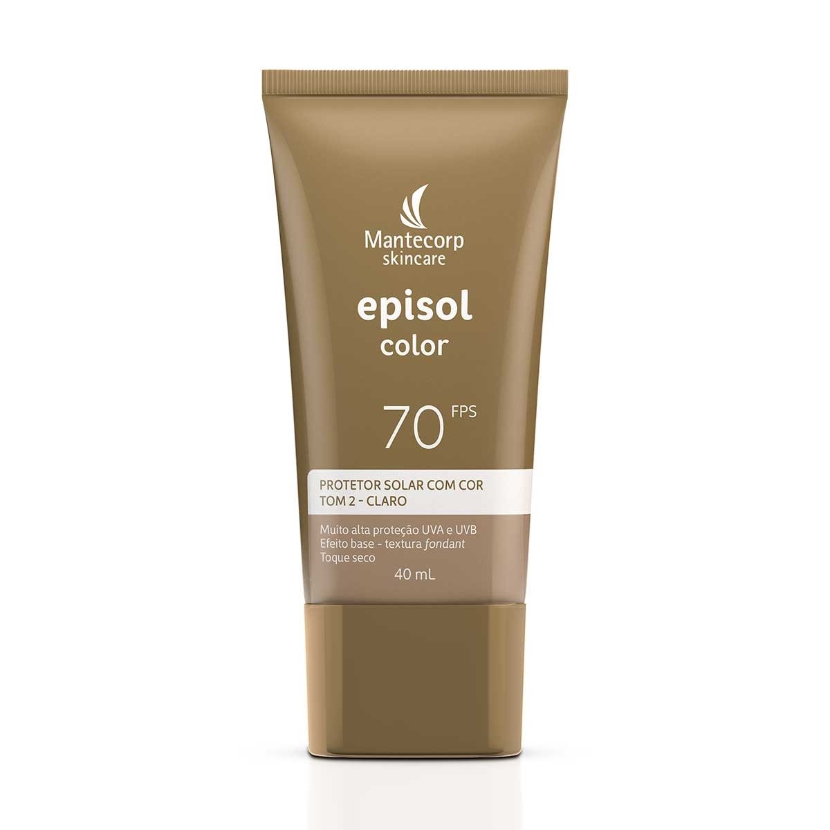 Protetor Solar Facial Episol Color FPS 70 Tom 2 Claro 40ml