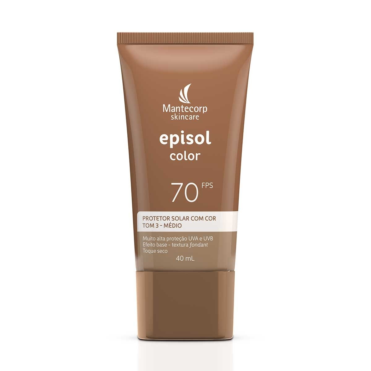 Protetor Solar Facial Episol Color FPS 70 Tom 3 Médio 40ml