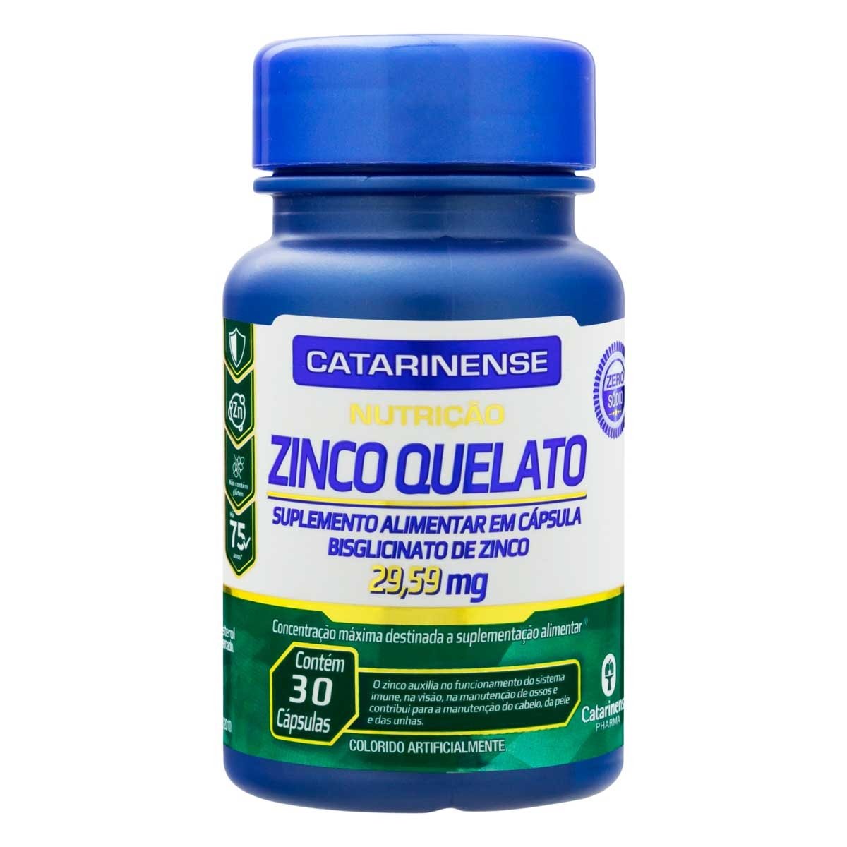 Suplemento Alimentar Zinco Quelato 30 Cápsulas - CATARINENSE