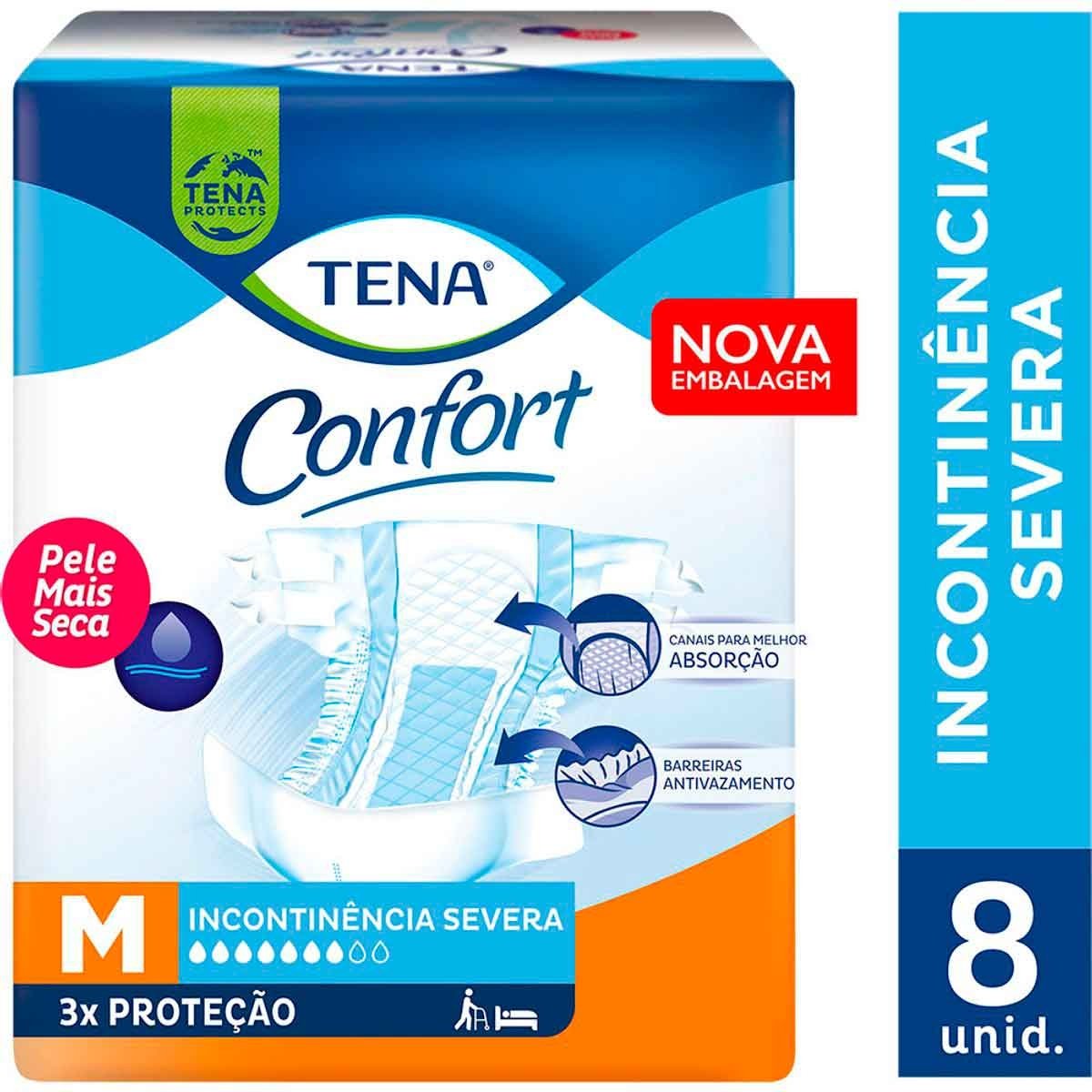 Fralda Geriátrica Adulto Confort Tamanho M Tena 8Un