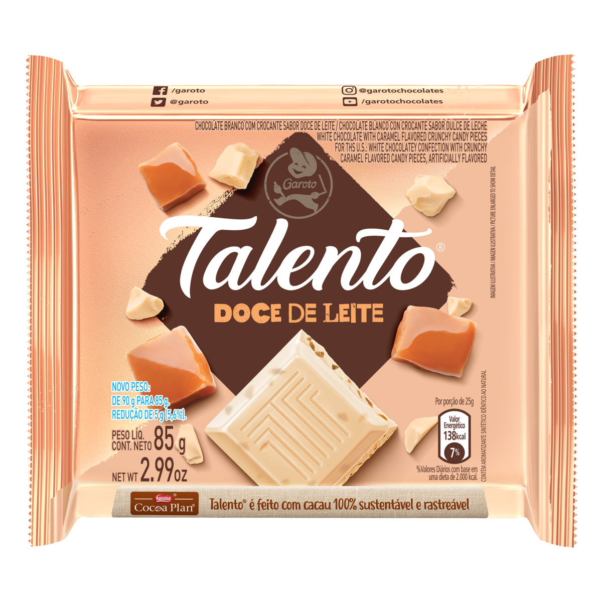 Chocolate Talento Doce De Leite 85g - GAROTO