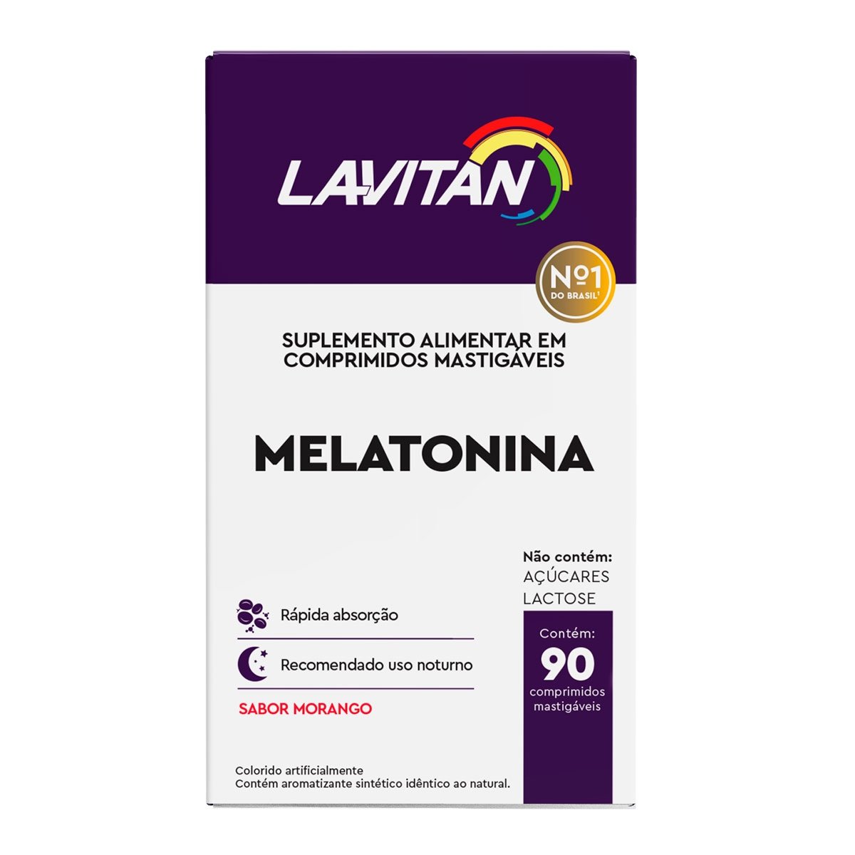 Melatonina 0,21mg Morango Lavitan  90Comprimidos Mastigáveis