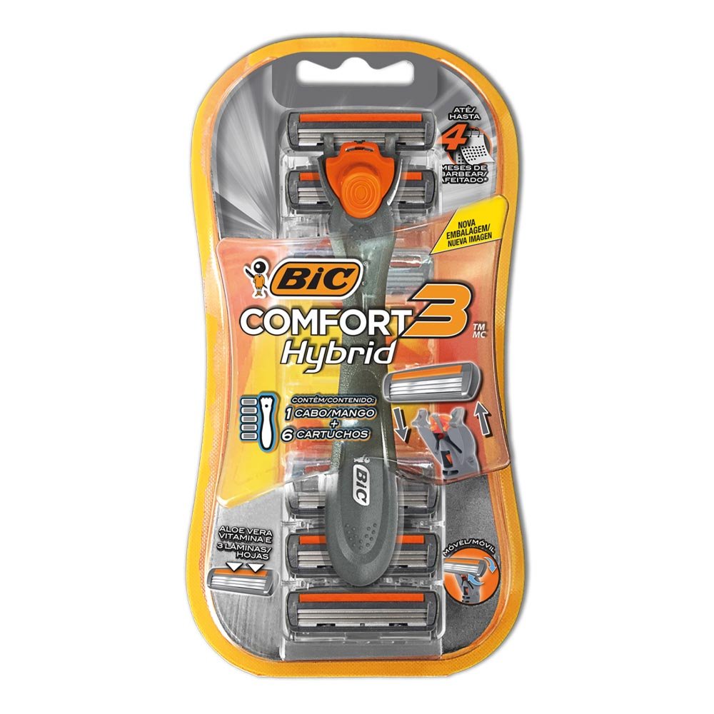 Aparelho de Barbear Confort3 Hybrid + 6 Cartuchos - BIC