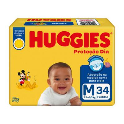 Fraldas Huggies Proteção Dia Jumbo M 34 Unidades