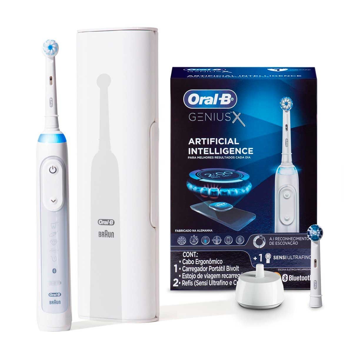 Escova Elétrica Oral-B Genius X + 2 Refis Sensi Ultrafino e