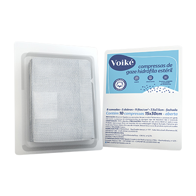 Compressa Gaze Hidrófila Estéril 11Fios Voike 10Un