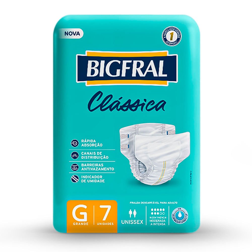 Fralda Geriatrica Tamanho G 7 Unidades - BIGFRAL