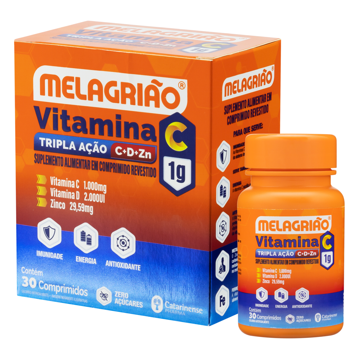 Melagrião Vit C+D+ZN 30 Unidades - CATARINENSE