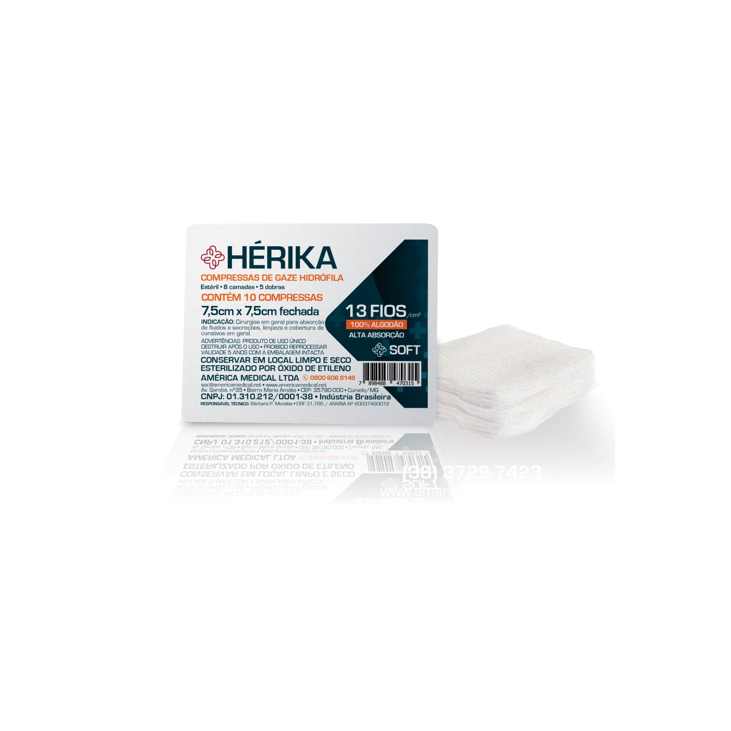 Compressas Gaze Esteril Herika 13Fios