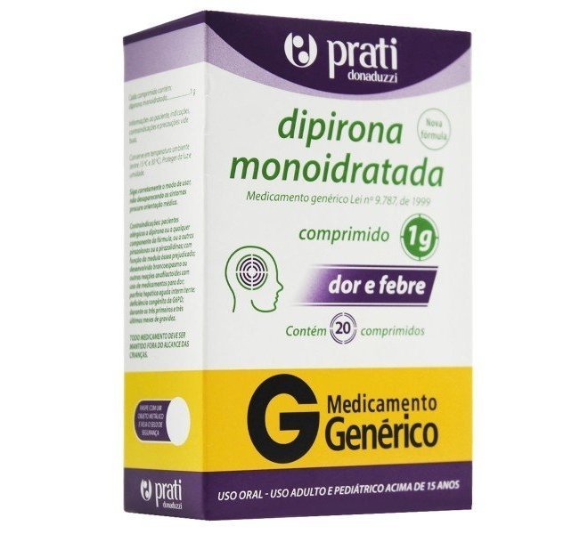Dipirona Monoidratada 1G 20 Comprimidos Prati