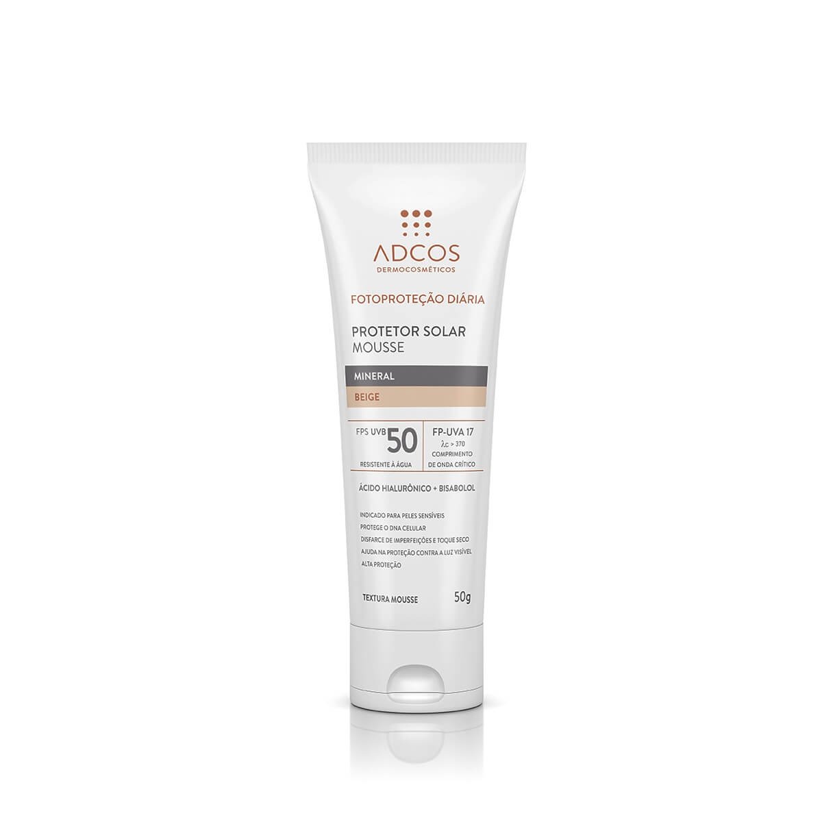 Protetor Solar Mousse Adcos Mineral Beige FPS50 com 50g