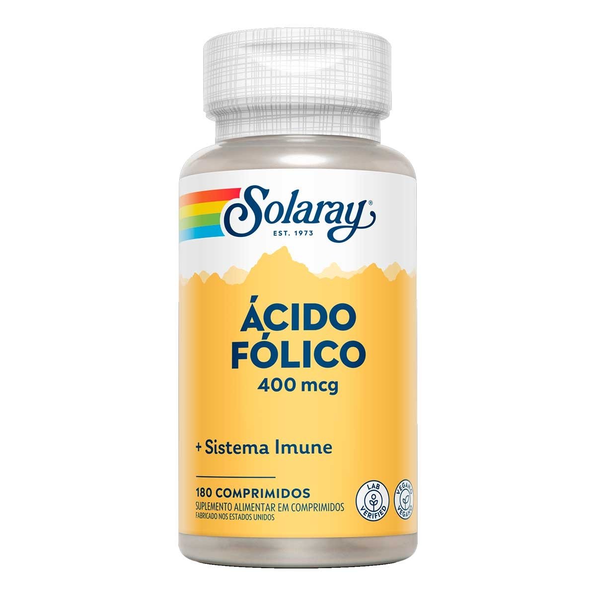 Ácido Fólico 400mcg Vegano Solaray 180 Comprimidos