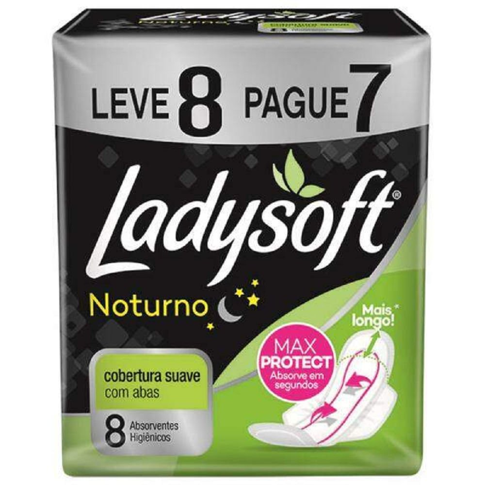 Absorvente Ladysoft Noturno Suave com Abas 8unidades