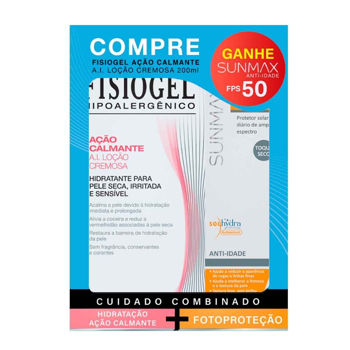 Kit Fisiogel AI Loção Cremosa Ação Calmante 200ml