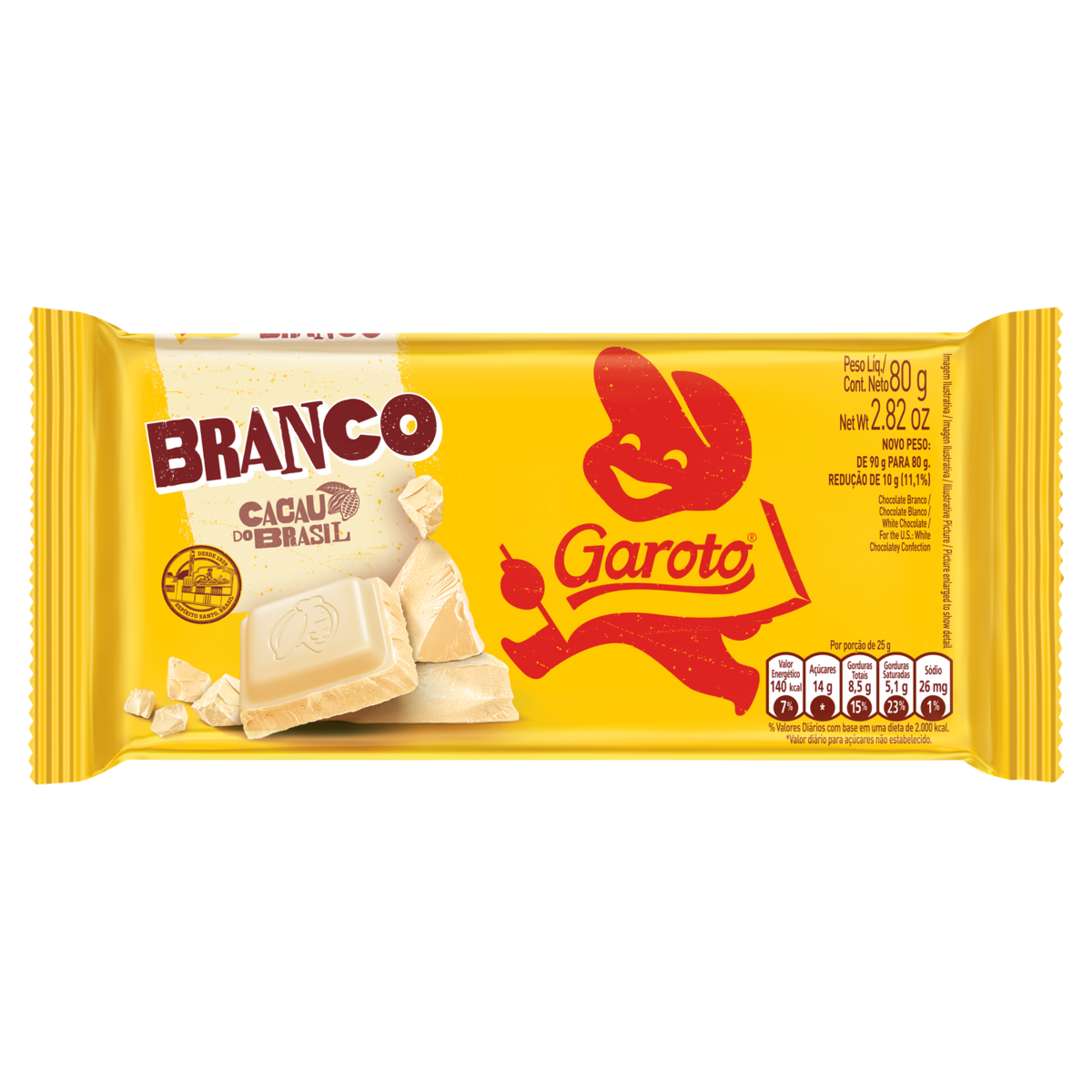 Barra Chocolate Branco Garoto 80G