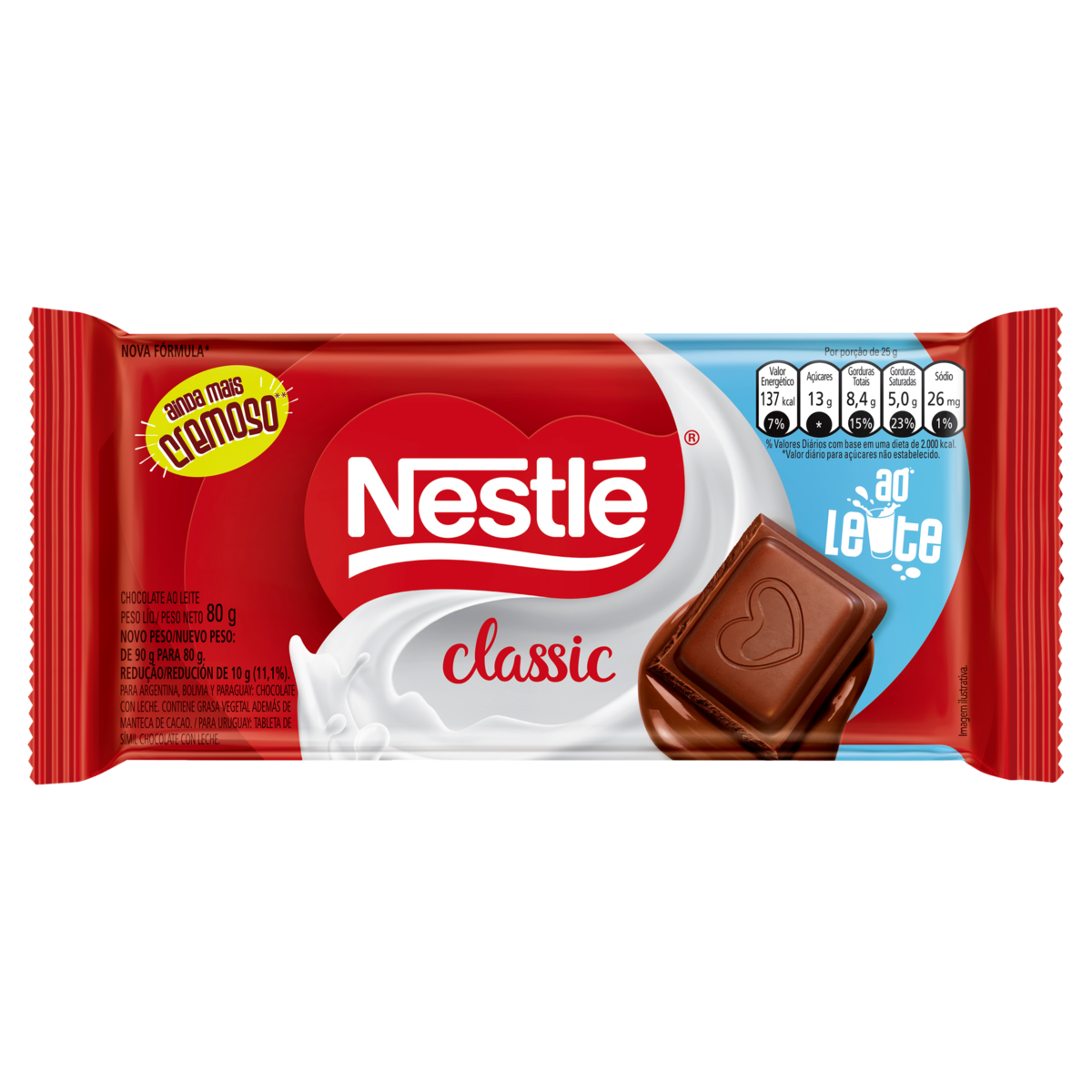 Chocolate Ao Leite Nestlé Classic Tablete 80g
