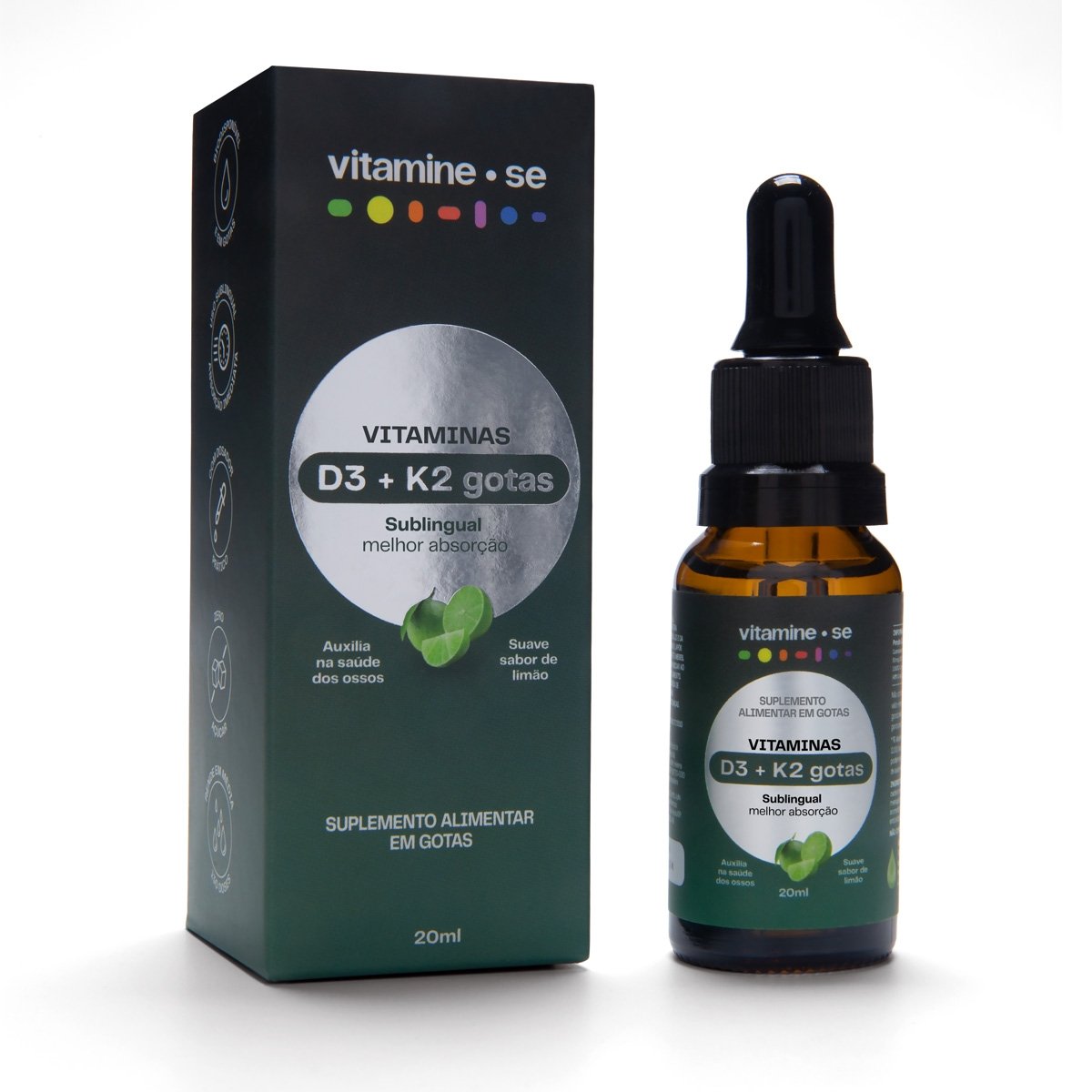 Vitamina D3 + Vitamina K2 Gotas Sublingual Vitamine-Se 20Ml