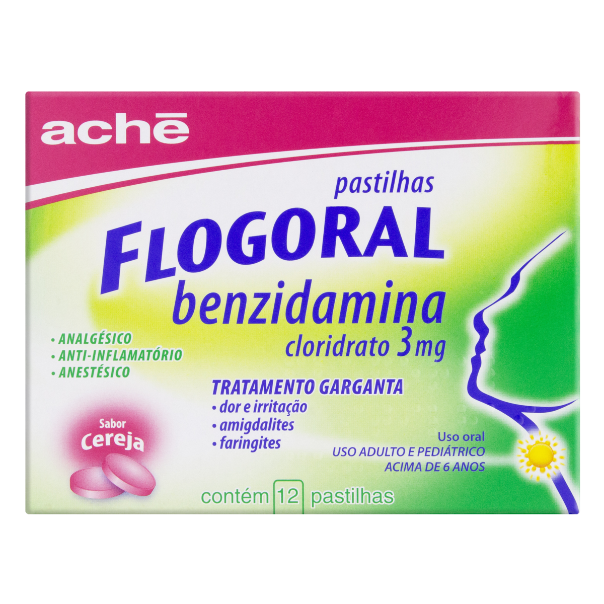 Flogoral Garganta Sabor Cereja 12 Pastilhas