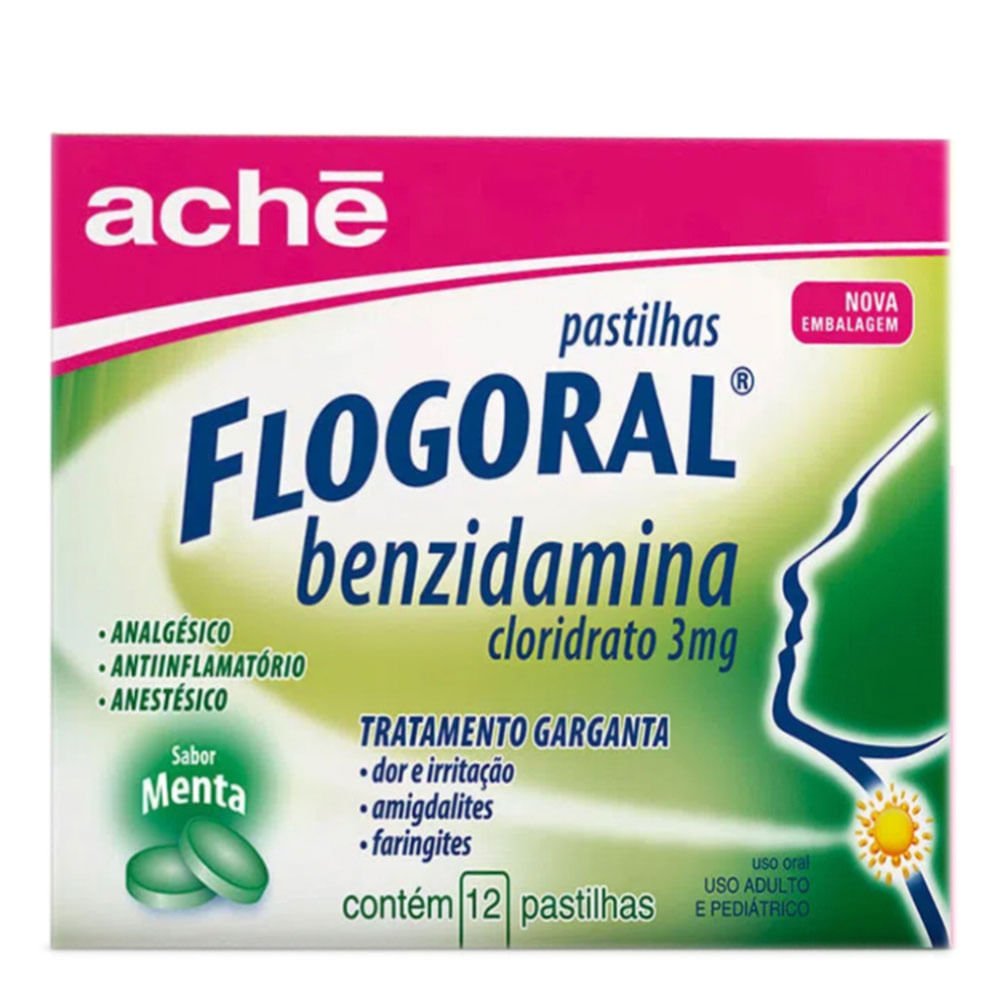 Flogoral Garganta Sabor Menta 12 Pastilhas