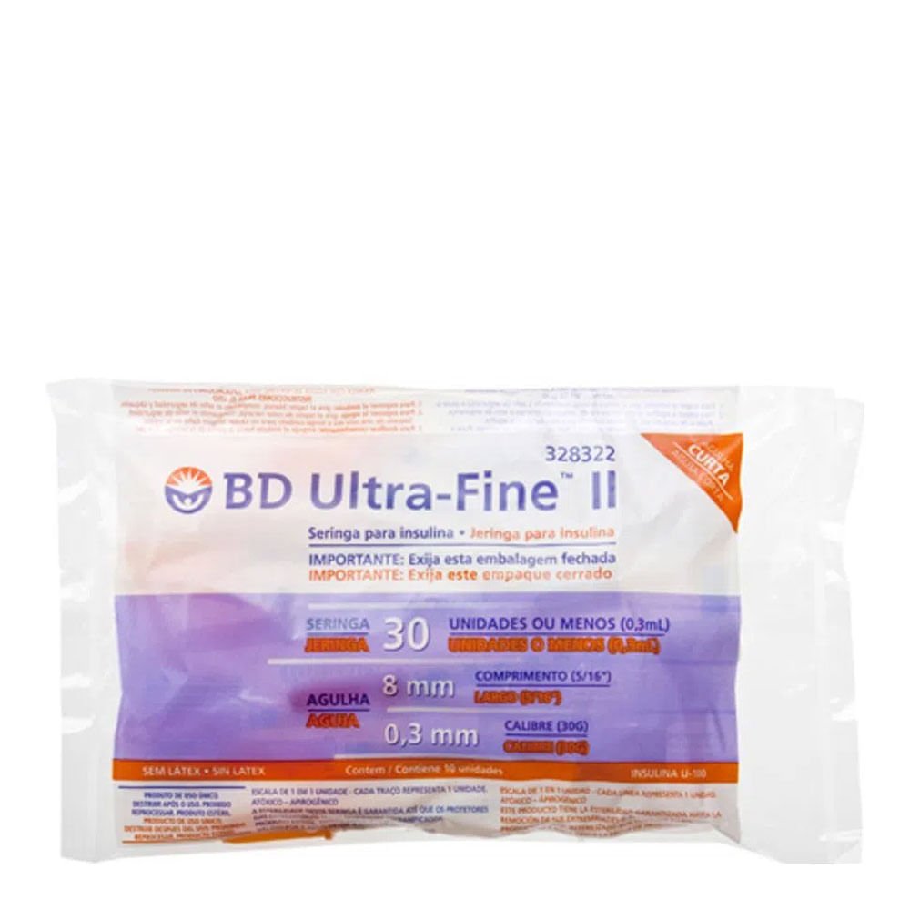 Seringa p/Insulina BD Ul-Fi II 30U 10 Unidades com 8mm - BD