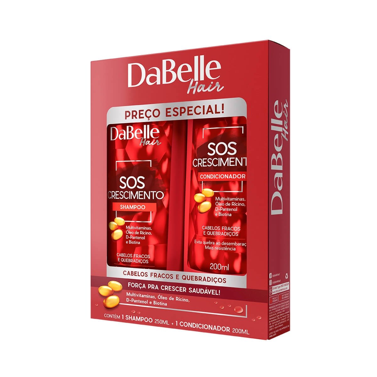 Kit Dabelle Sos Crescimento Shampoo250ml+Condicionador200ml