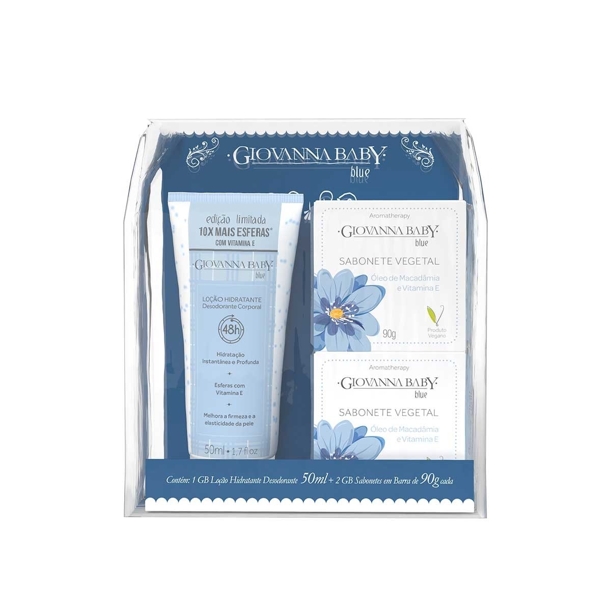 Kit Giovanna Baby Locao Hidratante + 2 Sabonetes 90G Blue