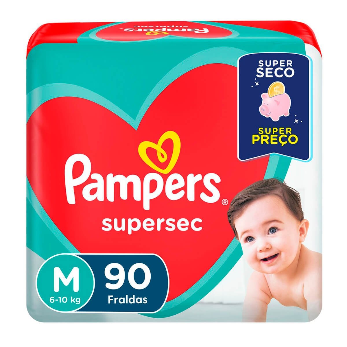 Fraldas Pampers Supersec M 90 Unidades
