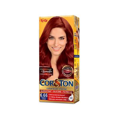 Kit Tintura Cor & Ton 6.66 Louro Escuro Vermelho 180g  NIELY