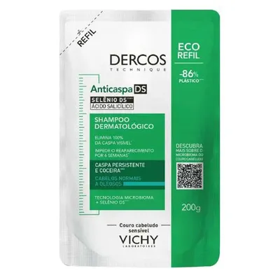 DERCOS SHAMPOO ANTICASPA REFIL NORMAIS OLEOSOS 200G(VCY)