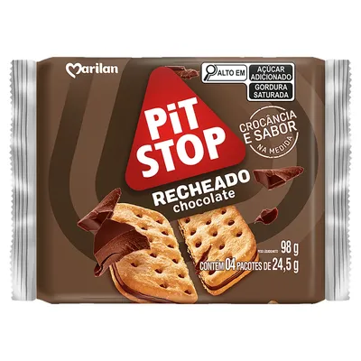BISCOITO PIT STOP RECHEADO CHOCOLATE 98G