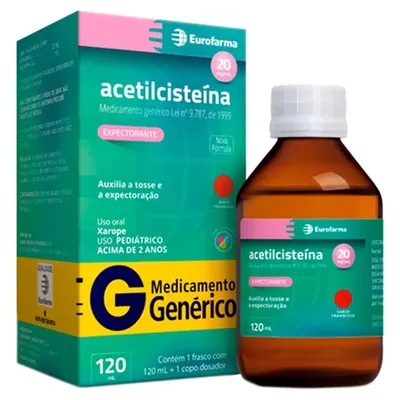 Acetilcisteína 20mg/ml Xarope 120ml Eurofarma Genérico