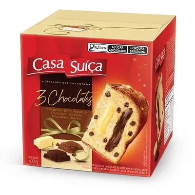 PANETONE CASA SUICA 3 CHOCOLATE 500G