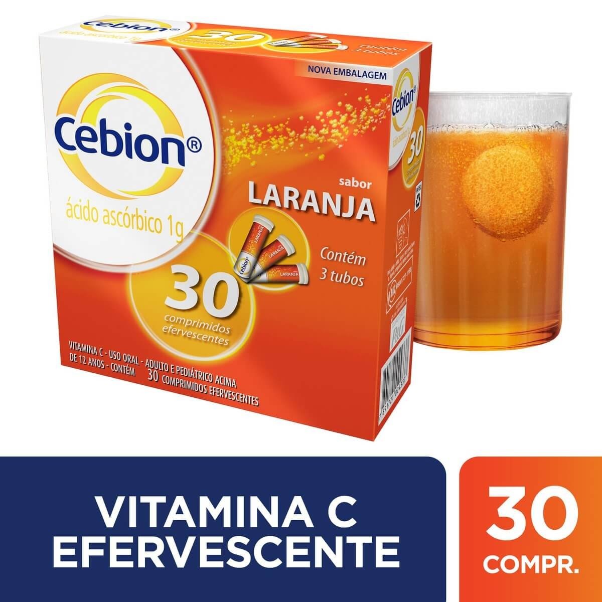 Cebion 1g  30 Comprimidos Efervescentes Sabor Laranja - P&G