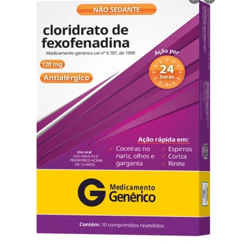 Cloridrato De Fexofenadina 120Mg Ranbaxy 10 Comprimidos