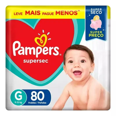 Fraldas Pampers Supersec Hiper G 80 unidades