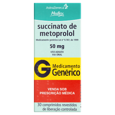 Succinato de Metoprolol 50mg Medley com 30 Comprimidos