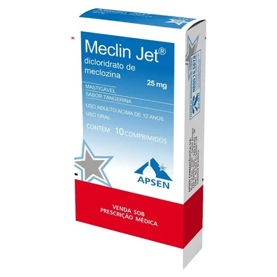 Meclin Jet 25Mg Apsen Caixa Com 10 Comprimidos Mastigáveis