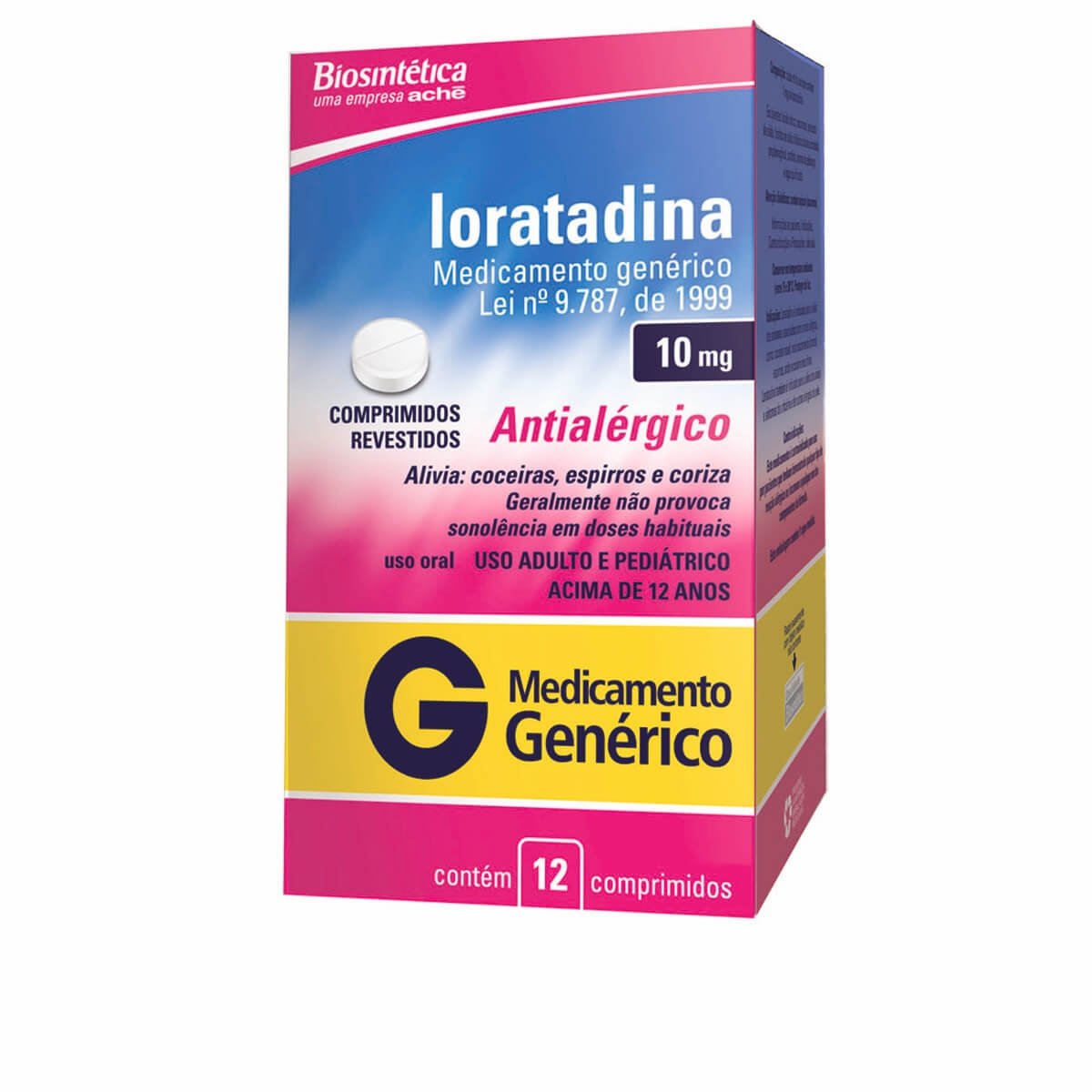 Loratadina 10Mg Aché Caixa Com 12 Comprimidos