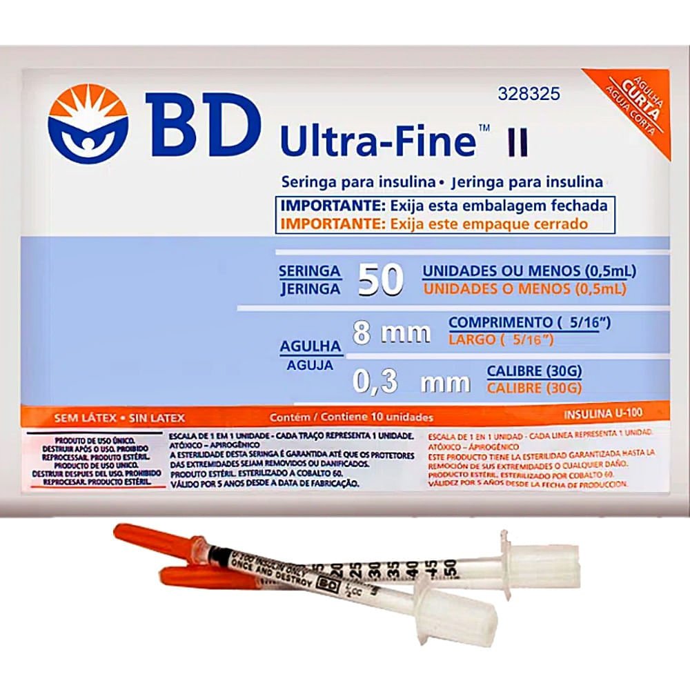 Seringa De Insulina Ultra-Fine 8Mm 50Ui
