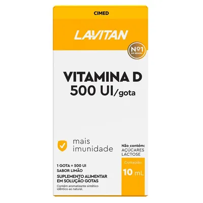 Vitamina D 500UI Limão Lavitan 10ml Gotas