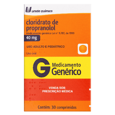 Cloridrato De Propranolol 40Mg União Química 30 Comprimidos