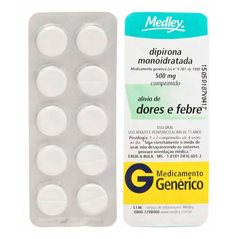 DIPIRONA 500MG 10 COMPRIMIDOS