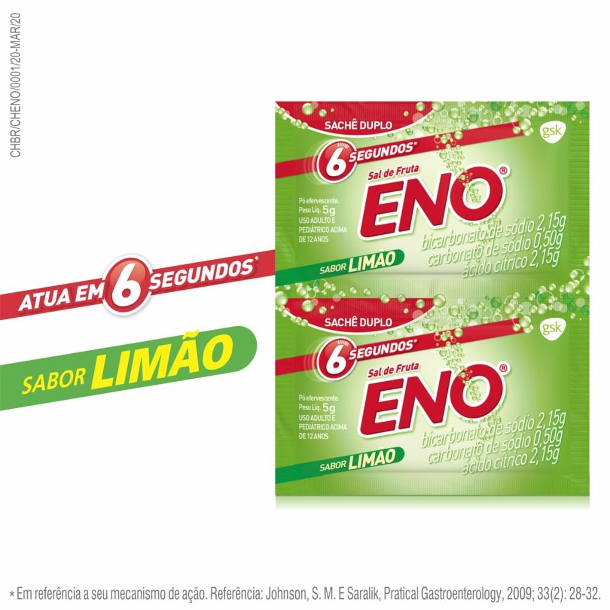 Sal De Fruta Sabor Limão Eno 2 Envelopes Com 5G