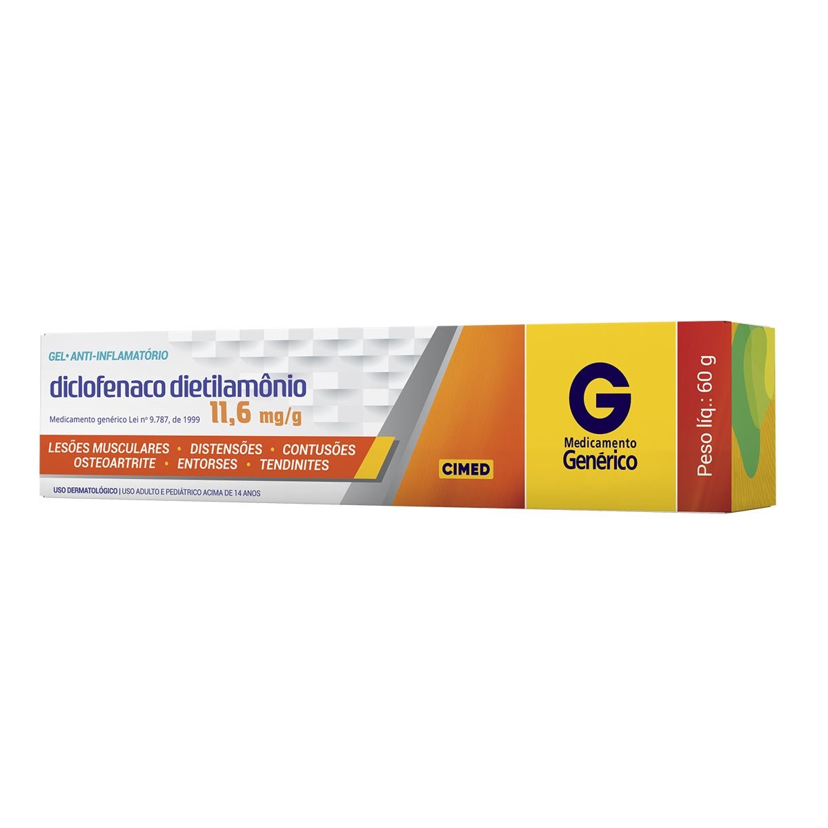 Diclofenaco Dietilamônio Gel 60G Cimed Genérico